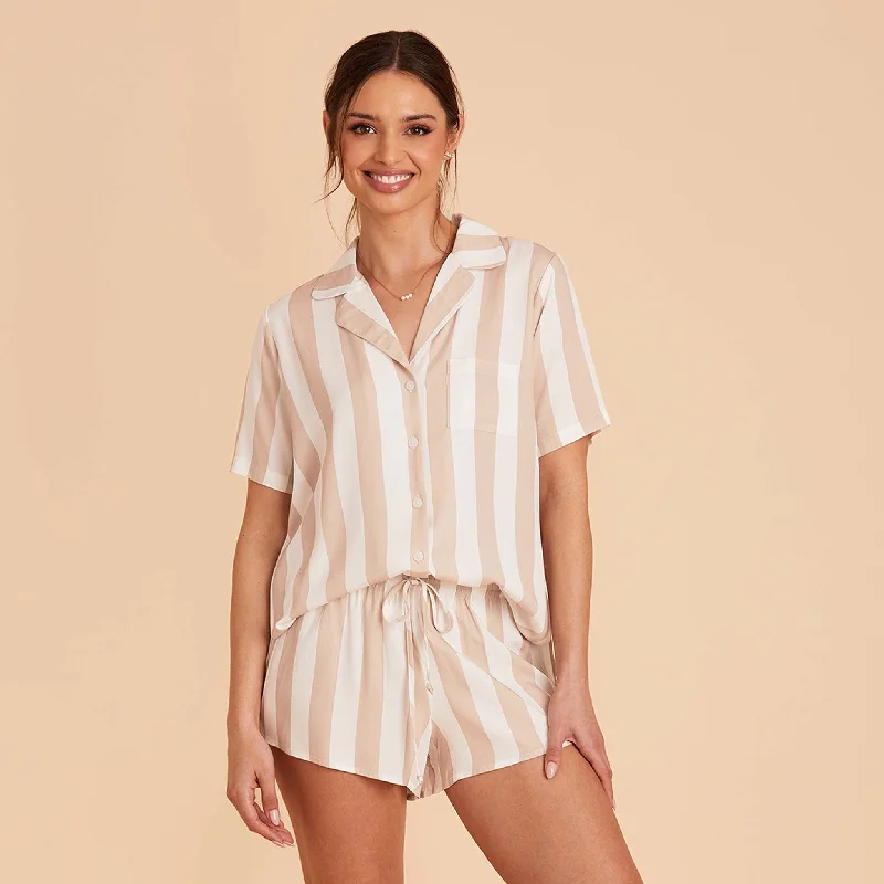 Eddie Pajama Set - Taupe Stripe