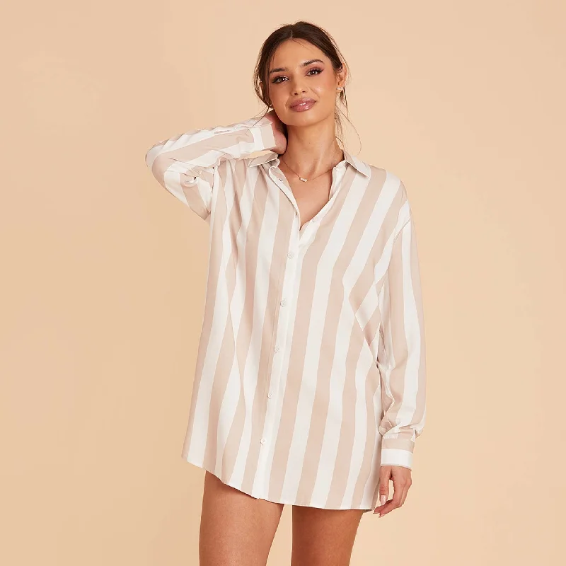 Eddie Sleepshirt - Taupe Stripe