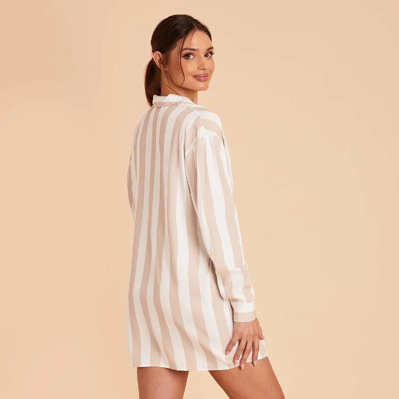 Eddie Sleepshirt - Taupe Stripe