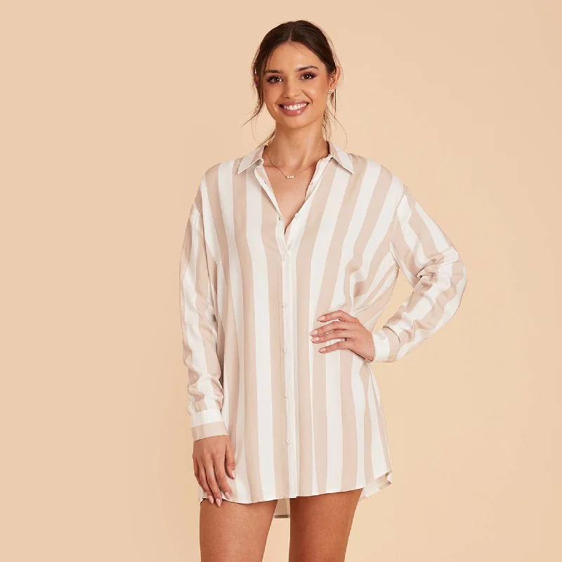 Eddie Sleepshirt - Taupe Stripe