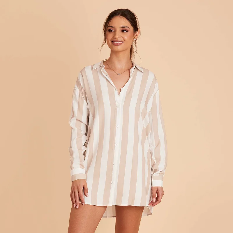 Eddie Sleepshirt - Taupe Stripe