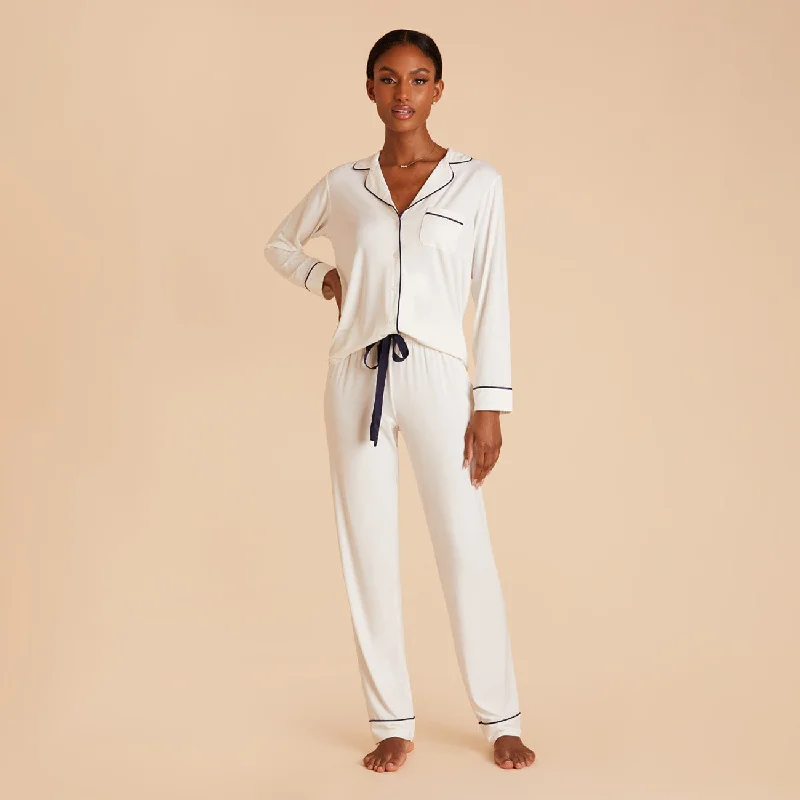 Jonny Long Sleeve Pajama and Pants Set - Ivory