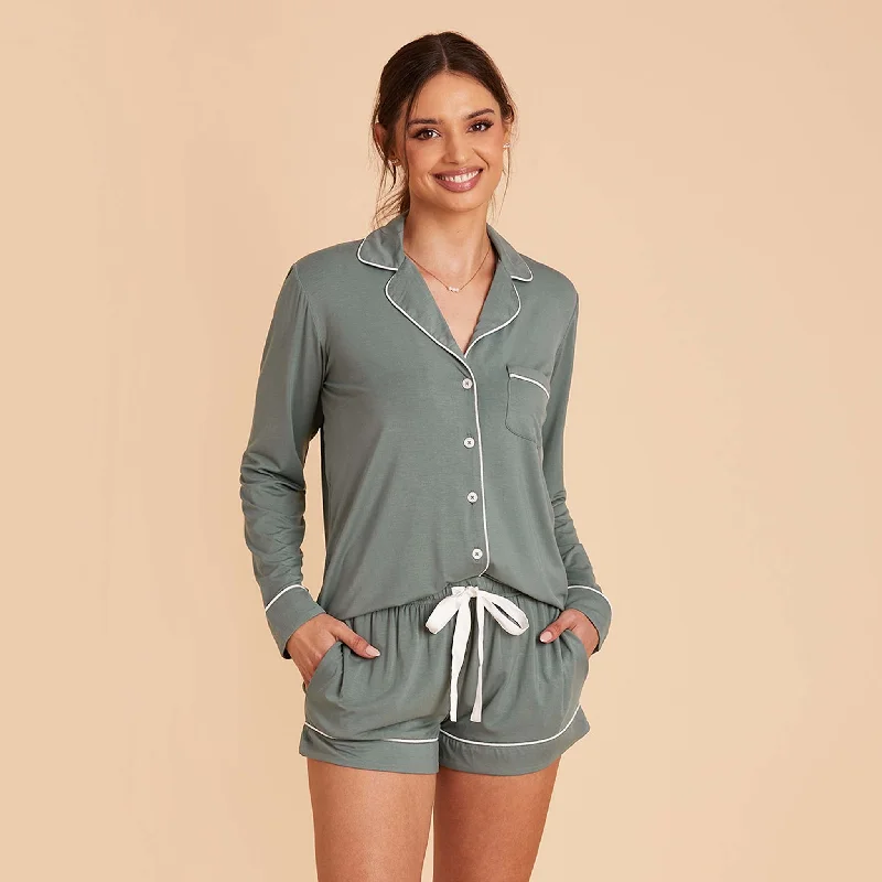 Jonny Long Sleeve Pajama Set - Sea Glass