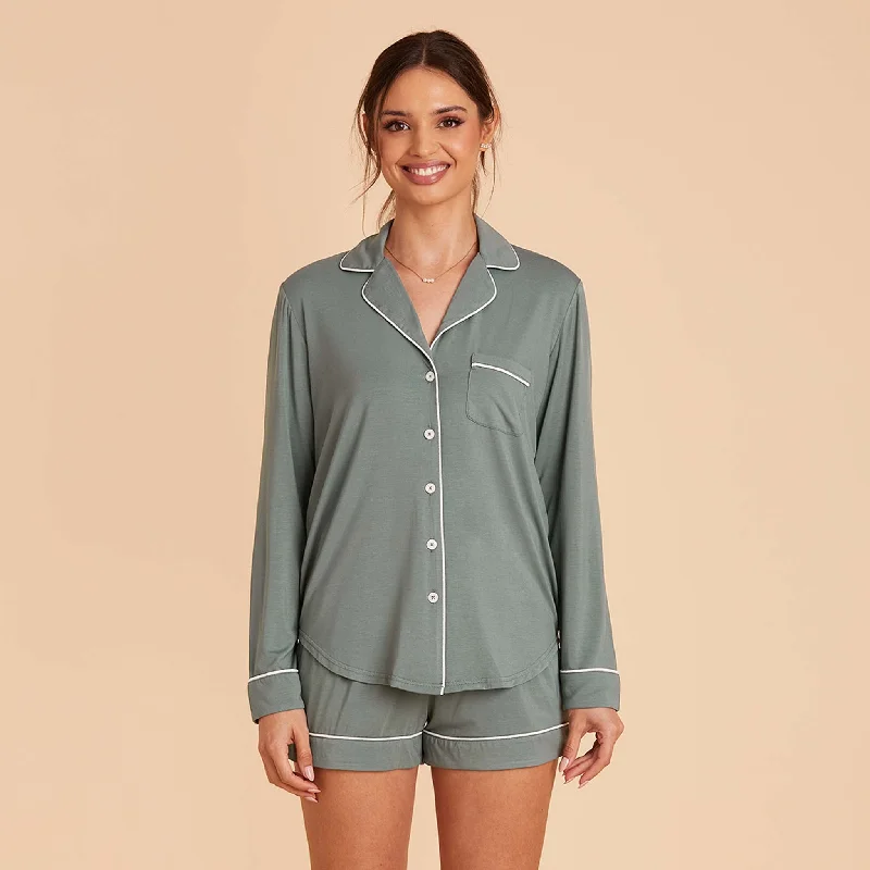 Jonny Long Sleeve Pajama Set - Sea Glass