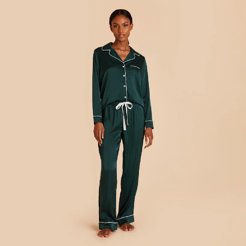 Jonny Long Sleeves and Pants Satin PJ Set - Emerald