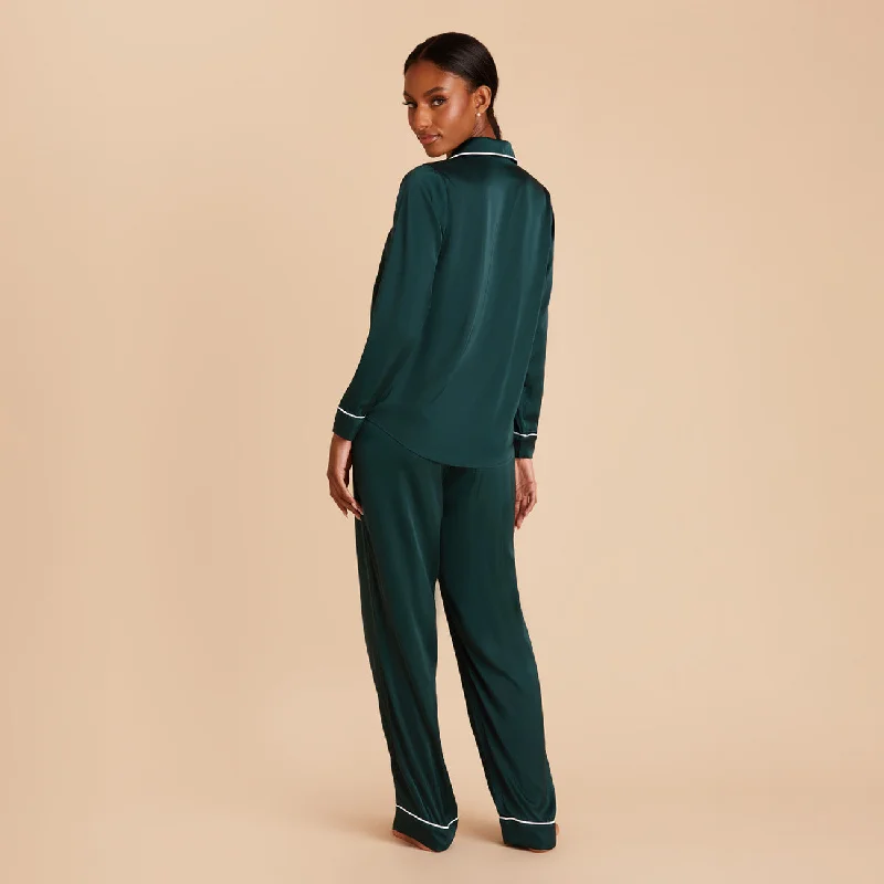 Jonny Long Sleeves and Pants Satin PJ Set - Emerald