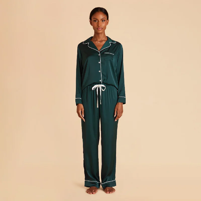 Jonny Long Sleeves and Pants Satin PJ Set - Emerald