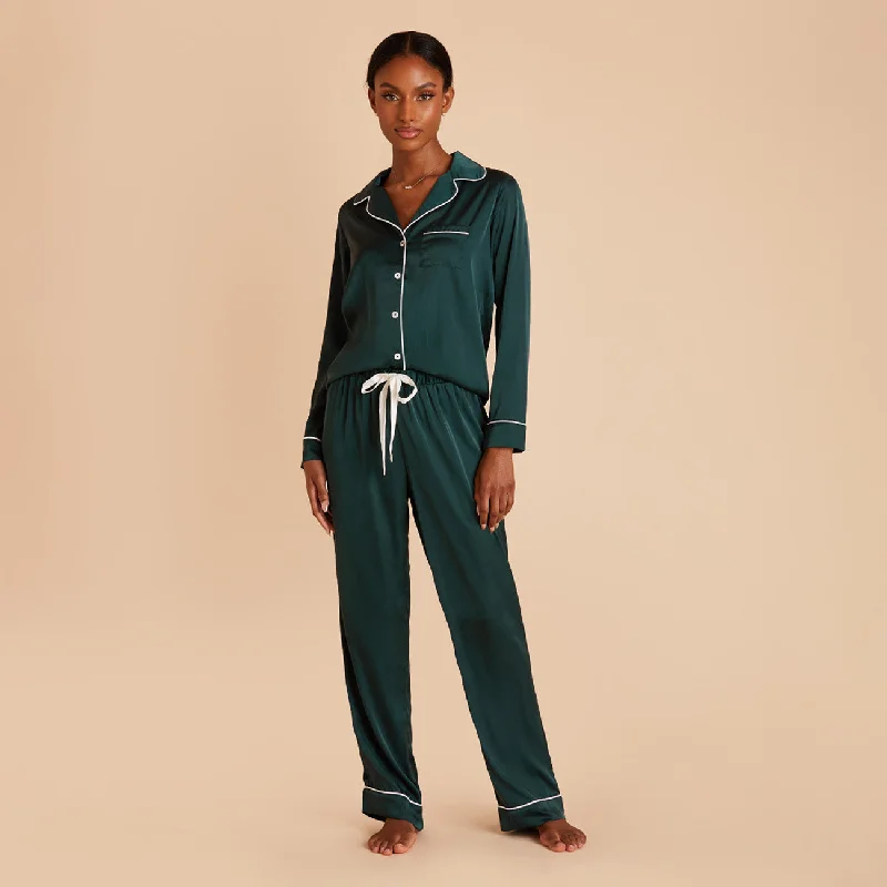 Jonny Long Sleeves and Pants Satin PJ Set - Emerald