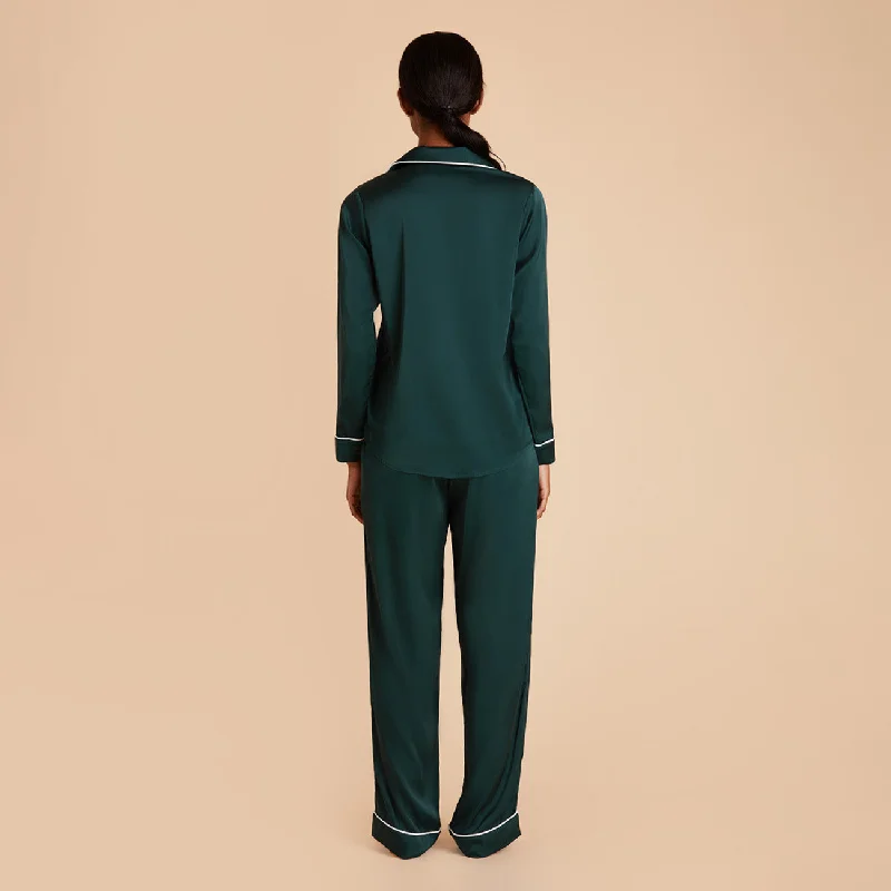 Jonny Long Sleeves and Pants Satin PJ Set - Emerald