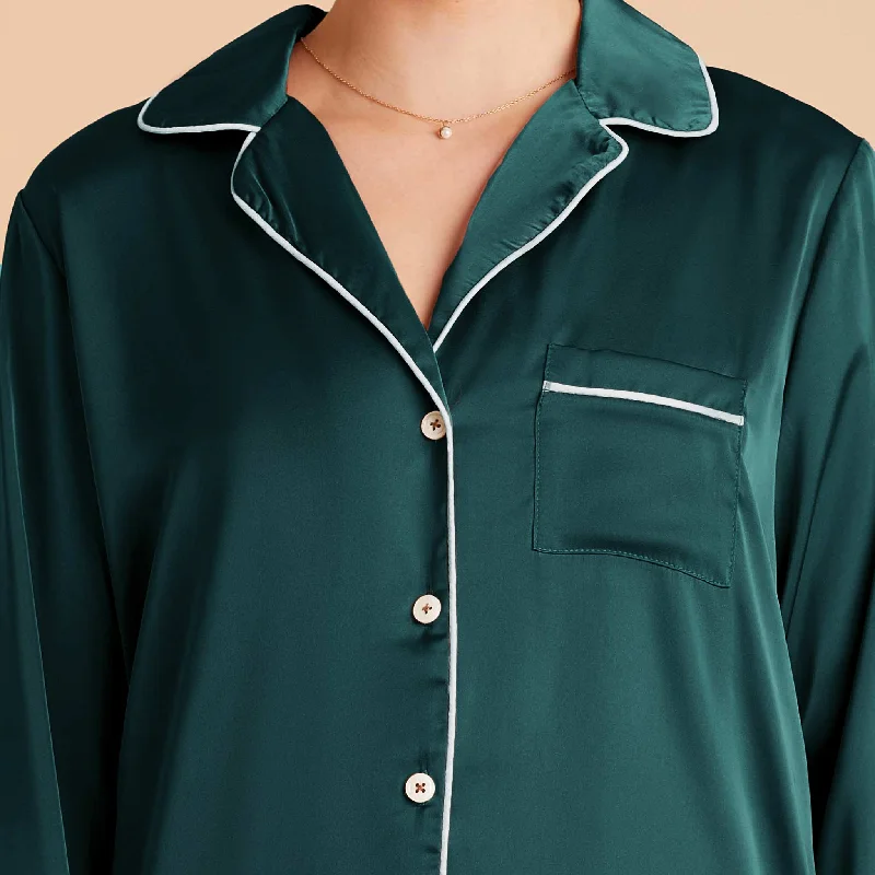 Jonny Long Sleeves and Pants Satin PJ Set - Emerald