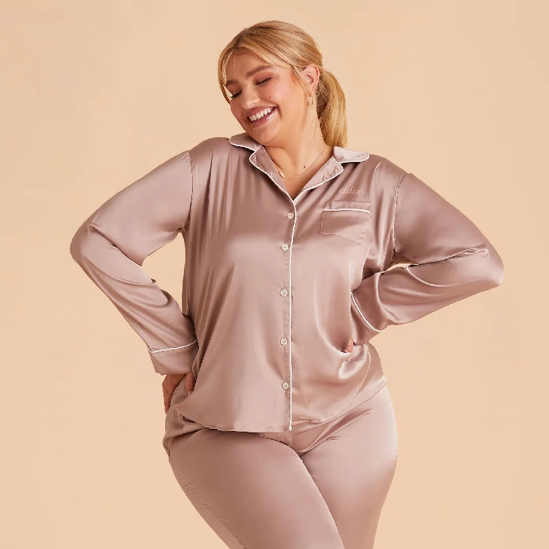 Jonny Long Sleeves and Pants Satin PJ Set - Ivory