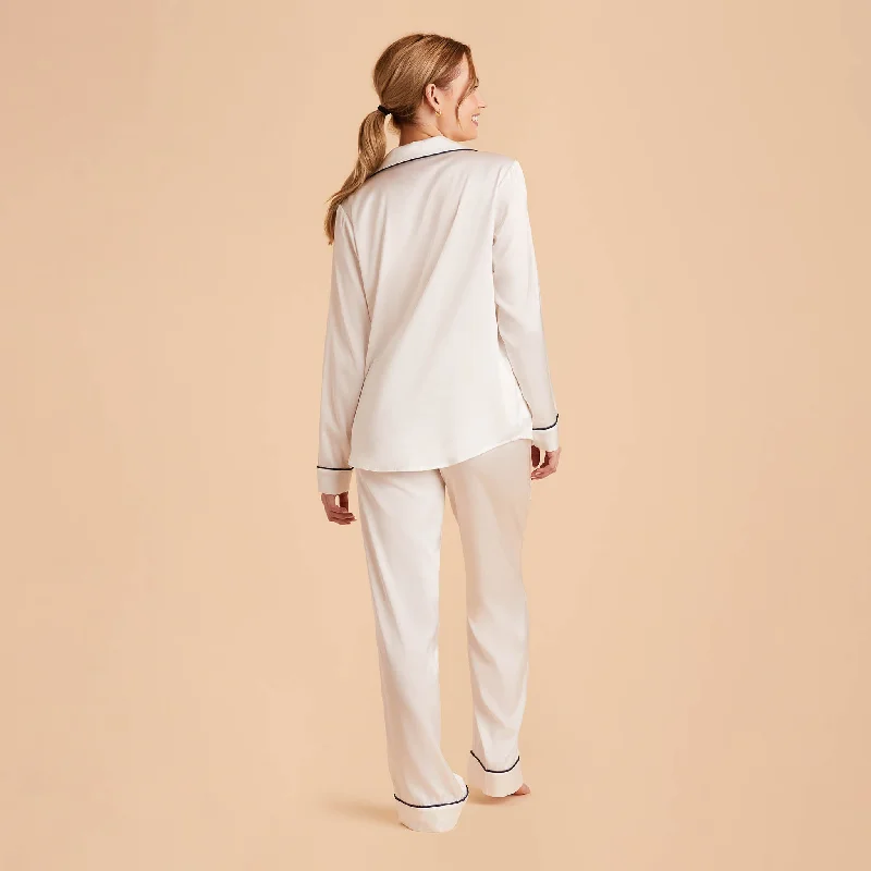 Jonny Long Sleeves and Pants Satin PJ Set - Ivory