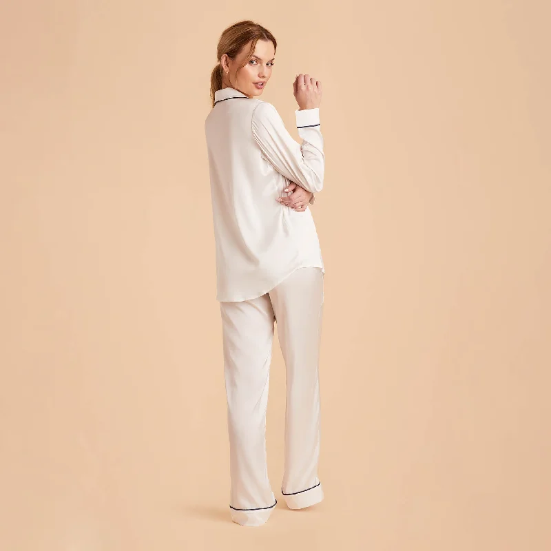 Jonny Long Sleeves and Pants Satin PJ Set - Ivory