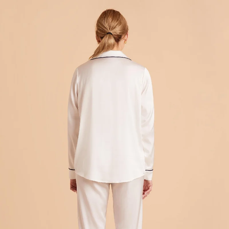 Jonny Long Sleeves and Pants Satin PJ Set - Ivory