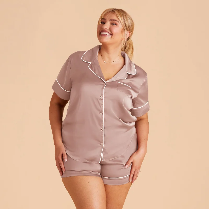 Jonny Satin Pajama Set - Mauve Taupe