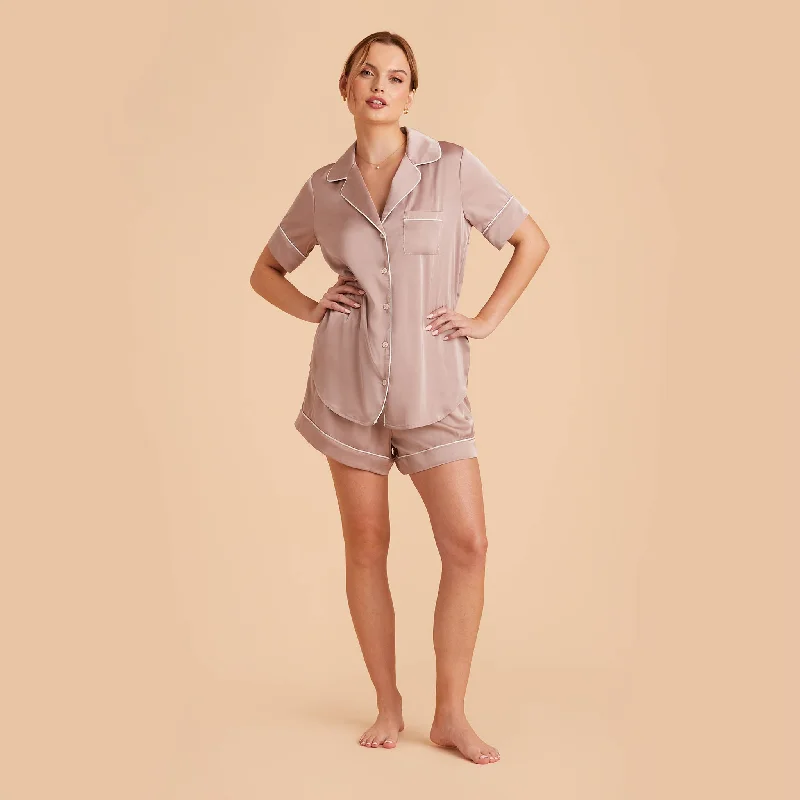 Jonny Satin Pajama Set - Mauve Taupe