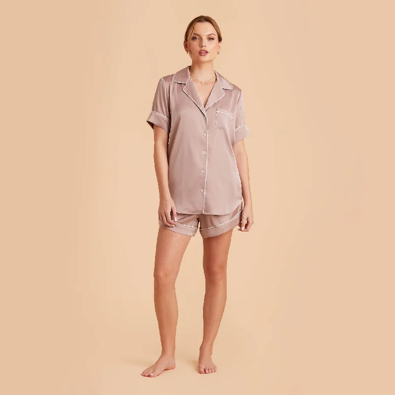 Jonny Satin Pajama Set - Mauve Taupe