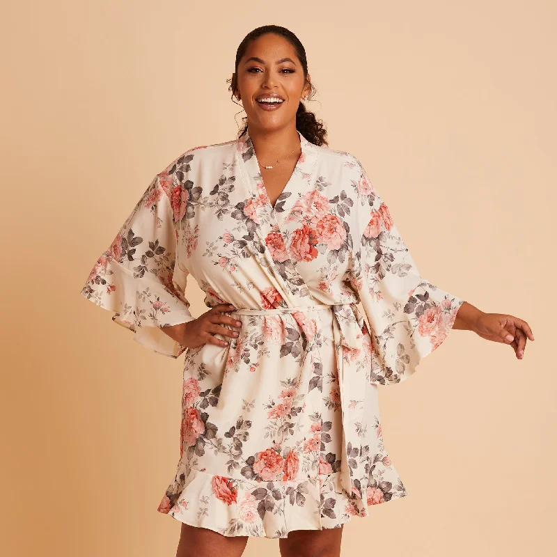 Kenny Floral Ruffle Robe - Cream Floral