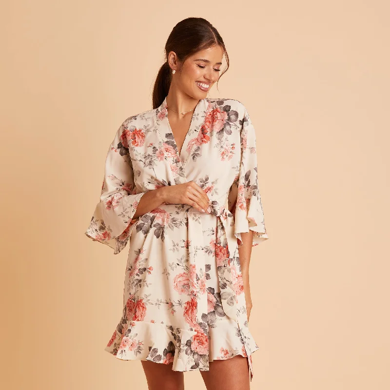 Kenny Floral Ruffle Robe - Cream Floral