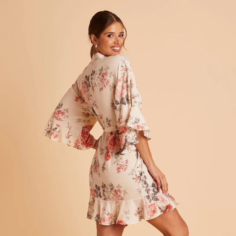 Kenny Floral Ruffle Robe - Cream Floral