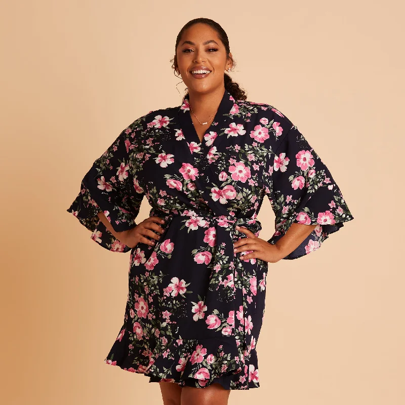 Kenny Floral Ruffle Robe - Midnight Pink Floral