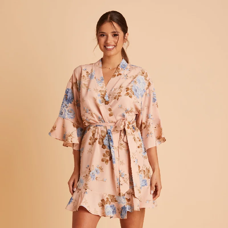 Kenny Floral Ruffle Robe - Peach Floral