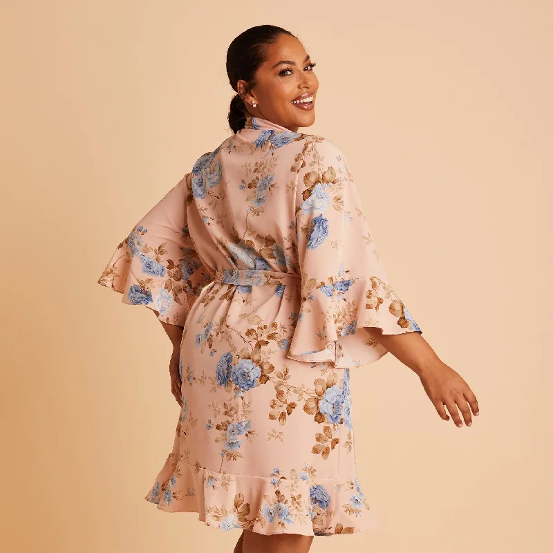 Kenny Floral Ruffle Robe - Peach Floral