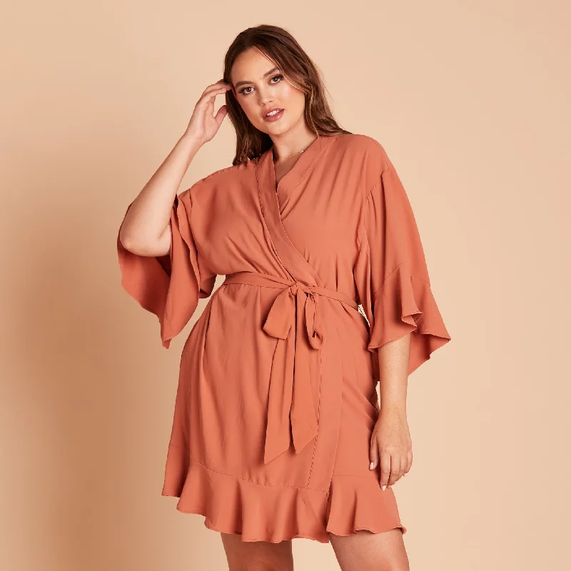 Kenny Ruffle Robe - Terracotta