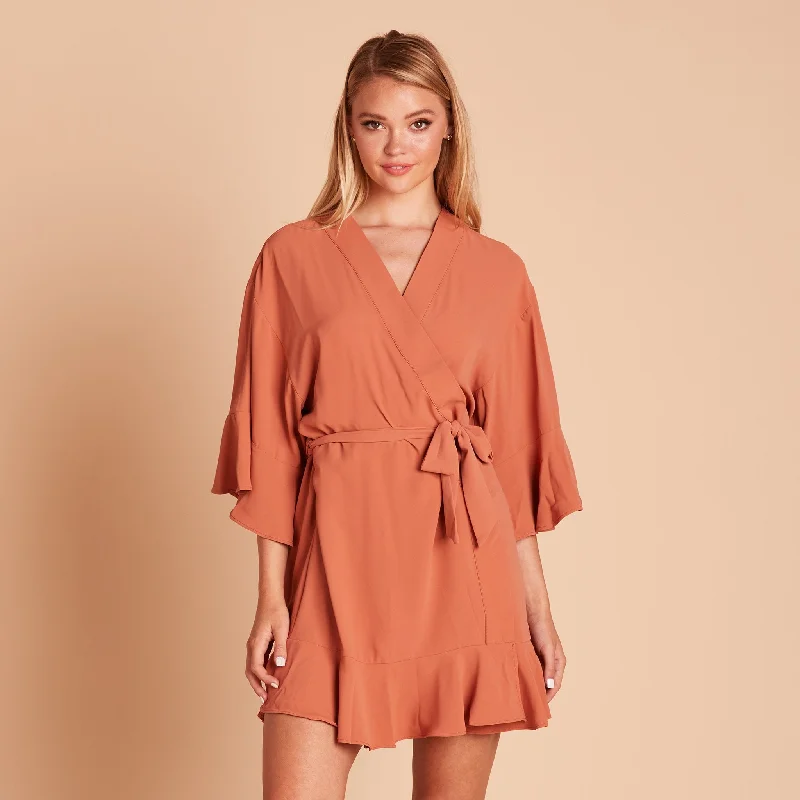 Kenny Ruffle Robe - Terracotta