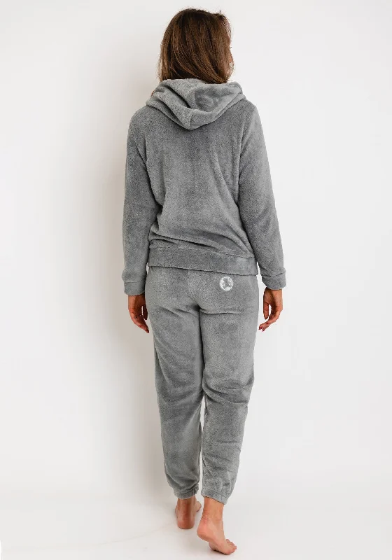 Serafina Collection Zip Up Cosy Fleece Pyjamas, Grey