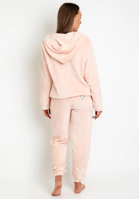 Serafina Collection Zip Up Cosy Fleece Pyjamas, Blush Pink