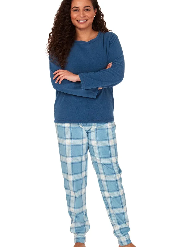 Indigo Sky Fleece Check Print Pyjama Set, Blue