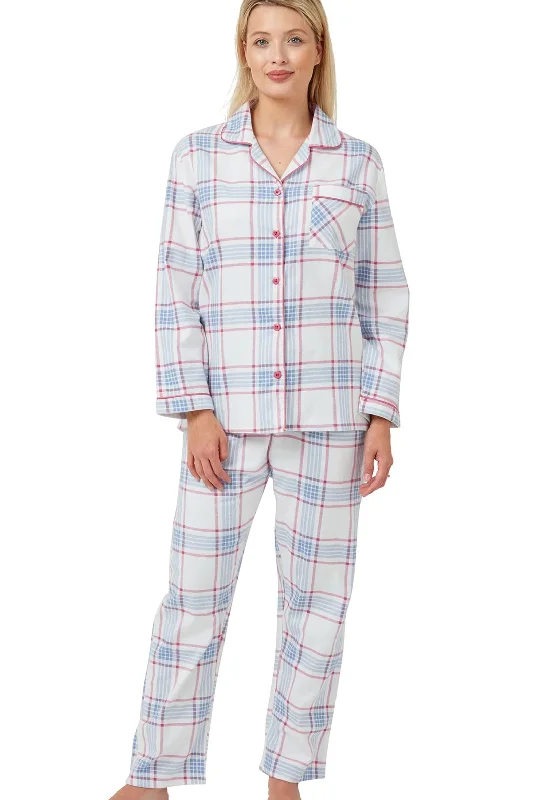 Indigo Sky Brush Cotton Checked Pyjama Set, Red