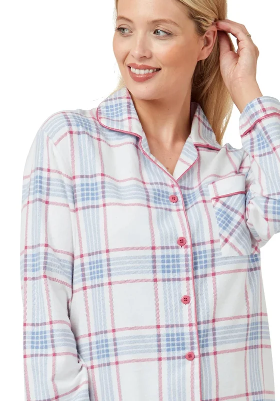 Indigo Sky Brush Cotton Checked Pyjama Set, Red