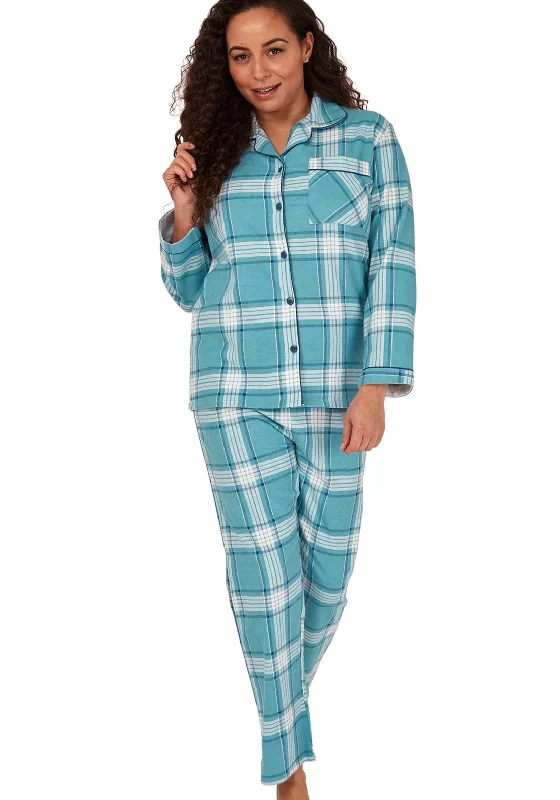 Indigo Sky Brush Cotton Checked Pyjama Set, Blue