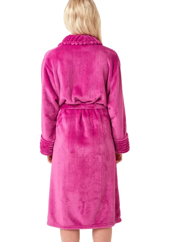 Indigo Sky Jungle Brights Ripple Fleece Dressing Gown, Raspberry