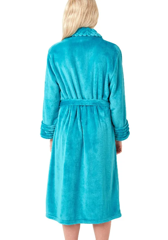 Indigo Sky Jungle Brights Ripple Fleece Dressing Gown, Teal