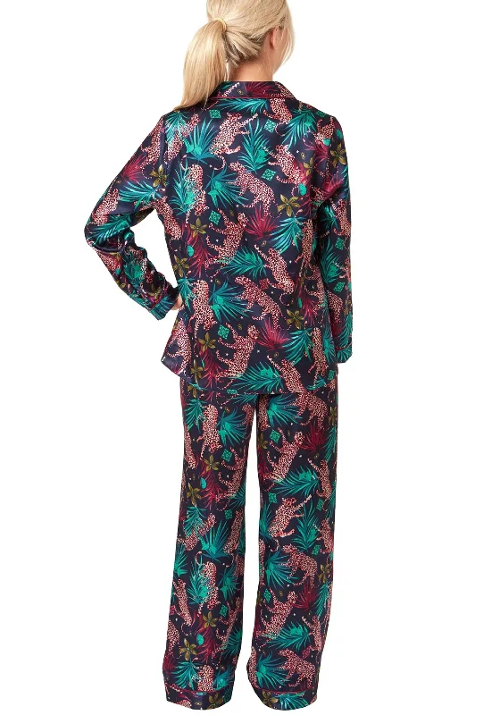 Indigo Sky Jungle Cheetah Print Pyjama Set, Navy