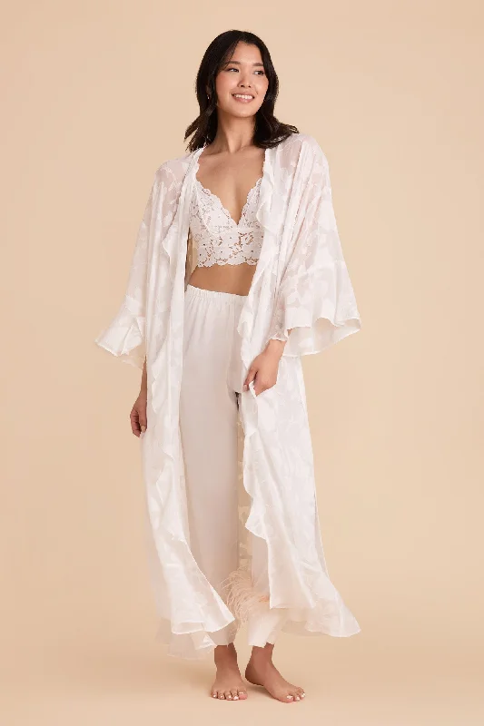 Minnie Jacquard Bridal Robe - White