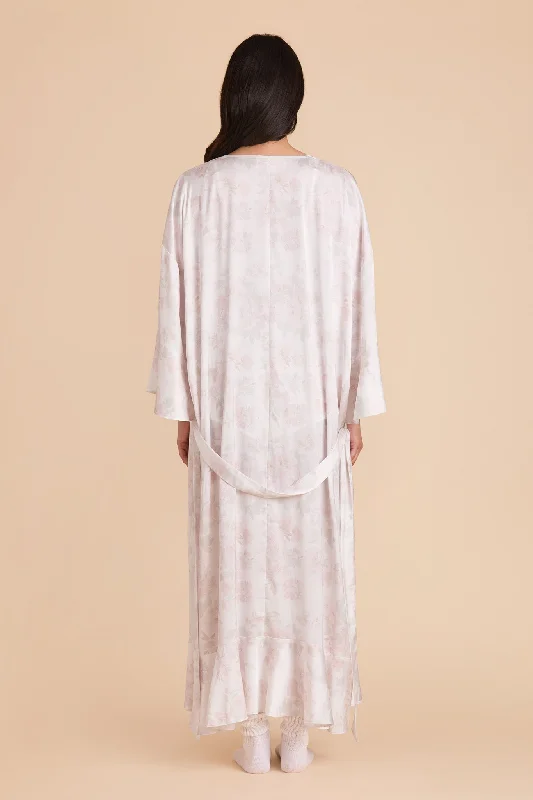 Minnie Ruffle Robe - Dusty Apricot Peonies