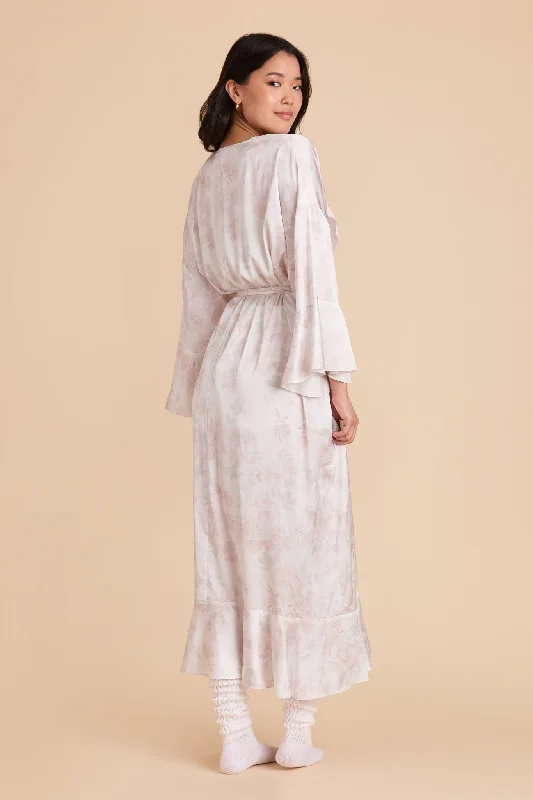 Minnie Ruffle Robe - Dusty Apricot Peonies