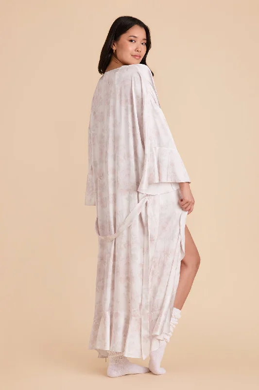 Minnie Ruffle Robe - Dusty Apricot Peonies