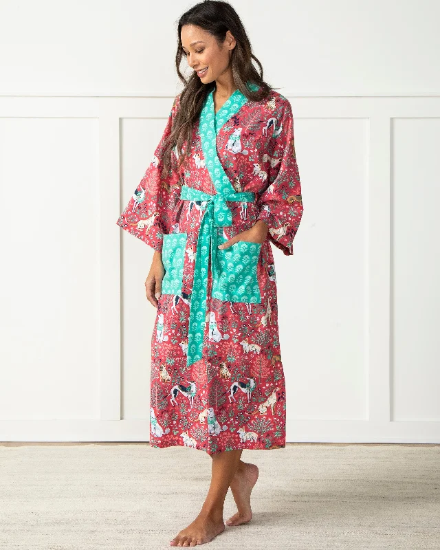 Happy Howlidays - Flannel Robe - Ruby