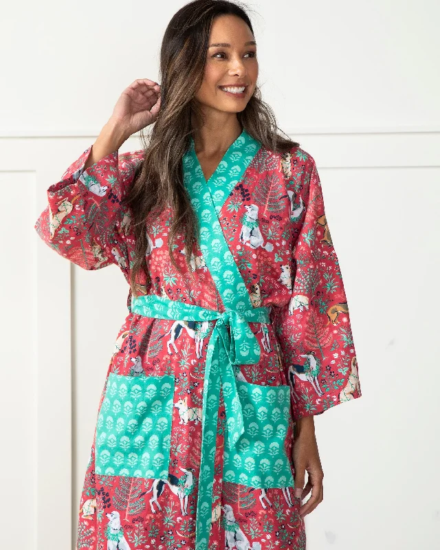 Happy Howlidays - Flannel Robe - Ruby