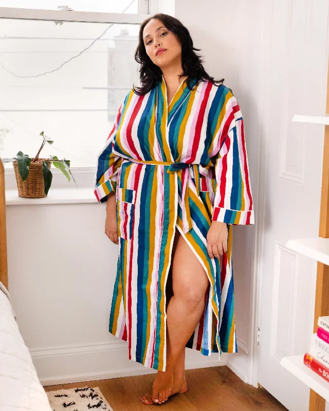 Painted Stripe - Piping Robe - Vintage Rainbow