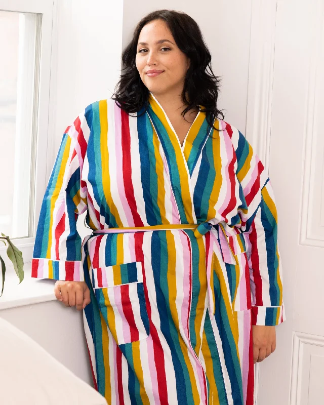 Painted Stripe - Piping Robe - Vintage Rainbow