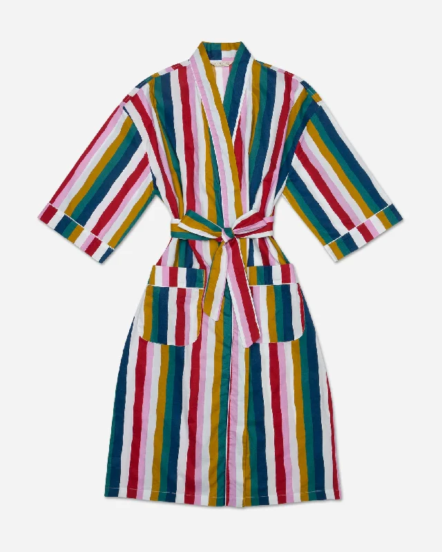 Painted Stripe - Piping Robe - Vintage Rainbow