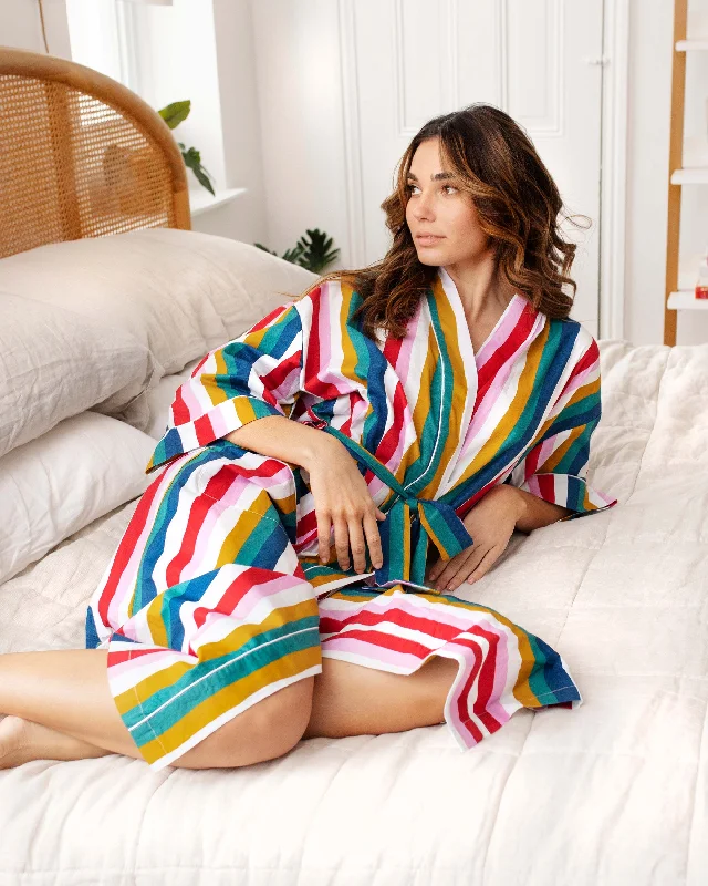 Painted Stripe - Piping Robe - Vintage Rainbow