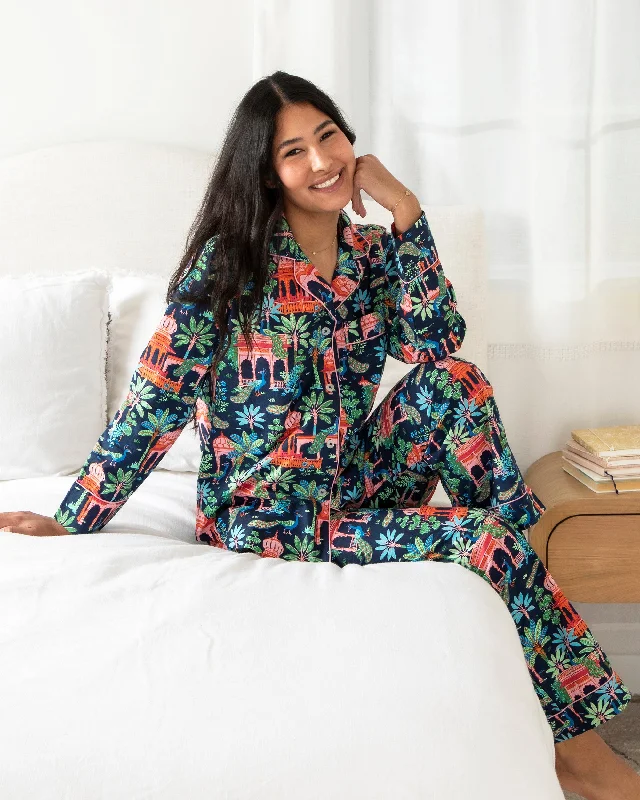 Peacock Palace - Long PJ Set - Deep Navy