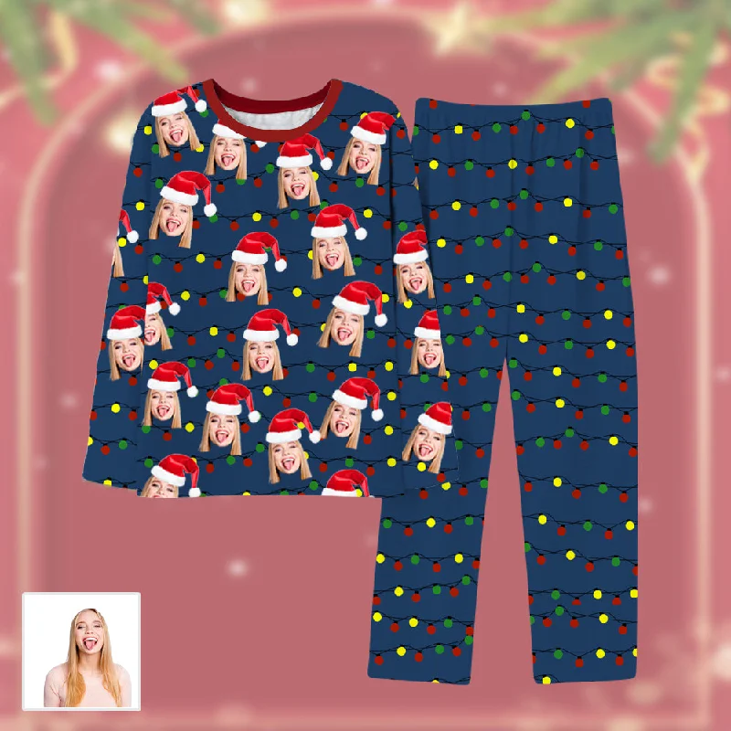 4FunGift® Personalized Photo Pajamas Set With Christmas Hat Gifts For Couple